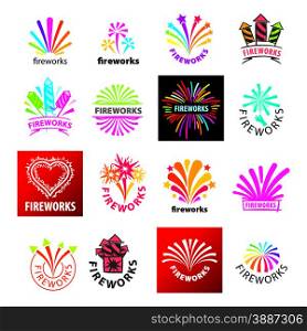 large set of vector logos fireworks