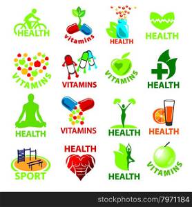 large set of vector logos for health