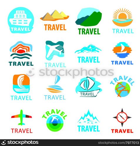 large set of vector logos for travel