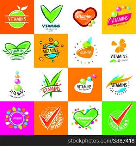 large set of vector logos vitamins