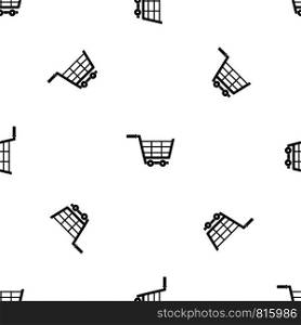 Large shopping trolley pattern repeat seamless in black color for any design. Vector geometric illustration. Large shopping trolley pattern seamless black