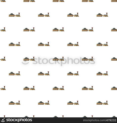 Large stock and factory pattern seamless repeat in cartoon style vector illustration. Large stock and factory pattern