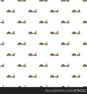 Large stock and factory pattern seamless repeat in cartoon style vector illustration. Large stock and factory pattern