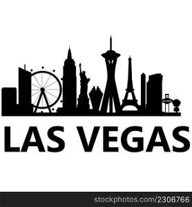 Las Vegas city skyline on white background. Las Vegas city, USA silhouette. city of Las Vegas Nevada sign. flat style.