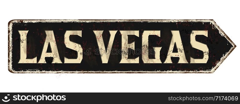 Las Vegas vintage rusty metal sign on a white background, vector illustration