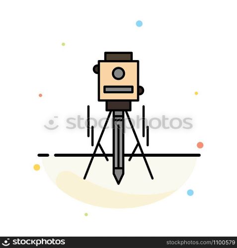 Laser, Building, Construction, Level, Tool Abstract Flat Color Icon Template