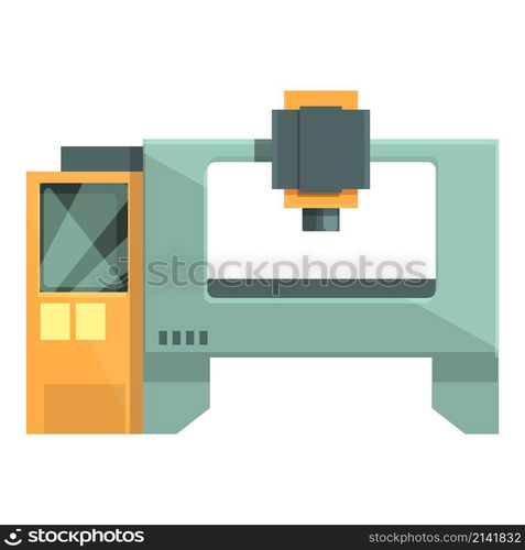 Laser Cnc Machine Icon Cartoon Vector. Industry Factory. Lathe 