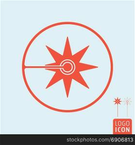 Laser icon isolated. Flash sparks of laser beam symbol. Vector illustration.. Laser icon isolated