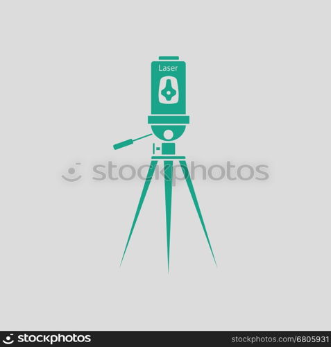 Laser level tool icon. Gray background with green. Vector illustration.