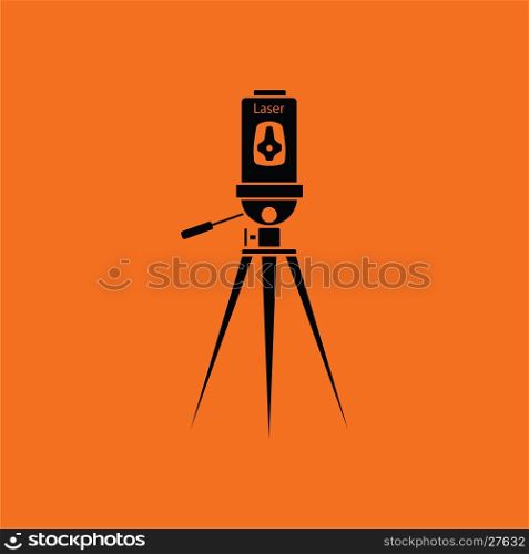 Laser level tool icon. Orange background with black. Vector illustration.