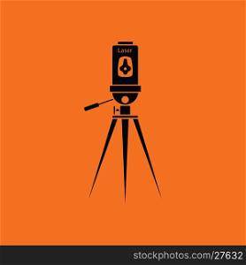 Laser level tool icon. Orange background with black. Vector illustration.