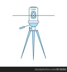 Laser Level Tool Icon. Thin Line With Blue Fill Design. Vector Illustration.