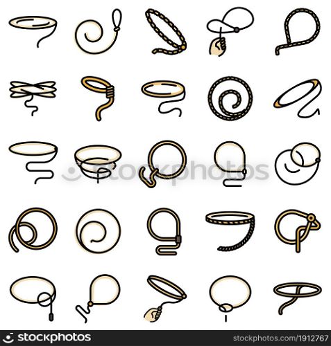 Lasso icons set. Outline set of lasso vector icons thin line color flat on white. Lasso icons set vector flat