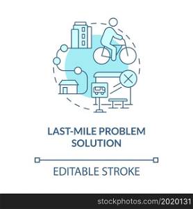 Last-mile problem solution blue concept icon. Scooter sharing benefit abstract idea thin line illustration. Commuting short distance. Vector isolated outline color drawing. Editable stroke. Last-mile problem solution blue concept icon