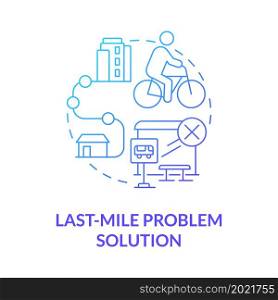 Last-mile problem solution blue gradient concept icon. Scooter sharing benefit abstract idea thin line illustration. Short trip from workplace to home. Vector isolated outline color drawing. Last-mile problem solution blue gradient concept icon