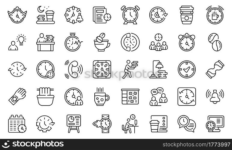 Late work icon. Outline late work vector icon for web design isolated on white background. Late work icon, outline style