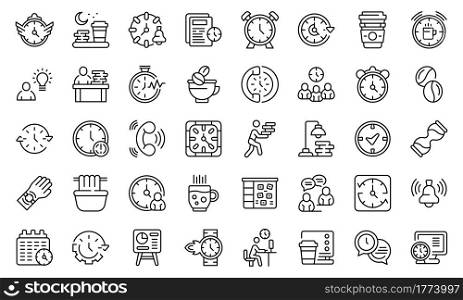 Late work icon. Outline late work vector icon for web design isolated on white background. Late work icon, outline style