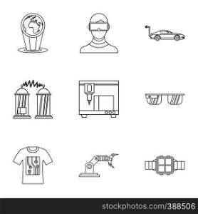 Latest electronic devices icons set. Outline illustration of 9 latest electronic devices vector icons for web. Latest electronic devices icons set, outline style