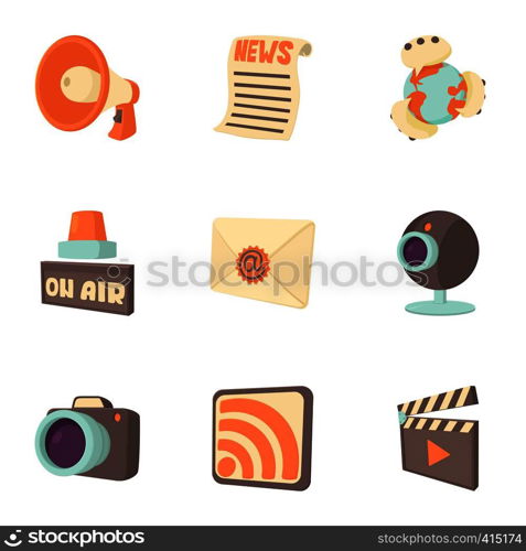 Latest news icons set. Cartoon illustration of 9 latest news vector icons for web. Latest news icons set, cartoon style