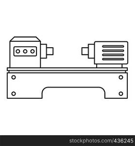 Lathe machine icon in outline style isolated on white background vector illustration. Lathe machine icon, outline style