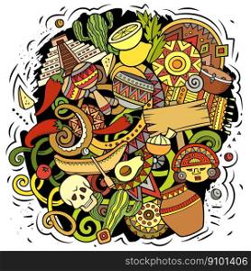 Latin America cartoon vector illustration. Colorful detailed composition with lot of Latinamerican objects and symbols. All items are separate. Latin America cartoon vector illustration