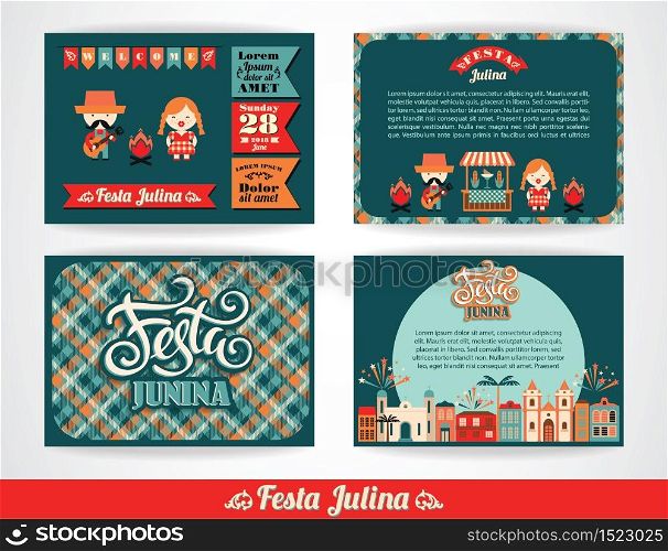 Latin American holiday, the June party of Brazil. Set of vector templates with symbolism of the holiday.. Latin American holiday, the June party of Brazil.