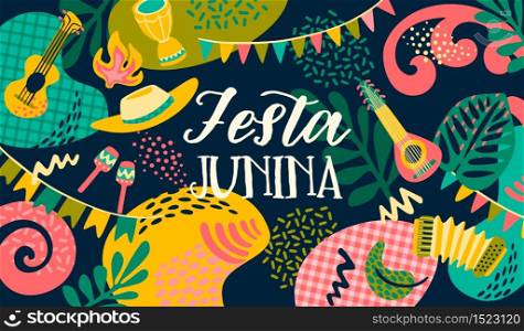 Latin American holiday, the June party of Brazil. Festa Junina. Vector illustration. Latin American holiday, the June party of Brazil. Festa Junina.