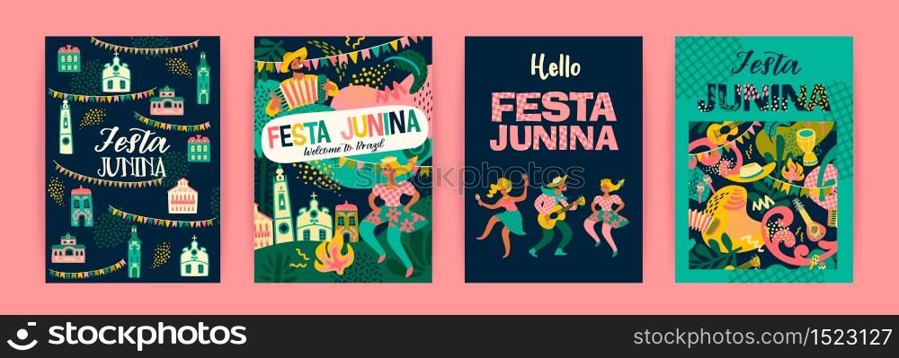Latin American holiday, the June party of Brazil. Festa Junina. Vector templates.. Latin American holiday, the June party of Brazil. Festa Junina.