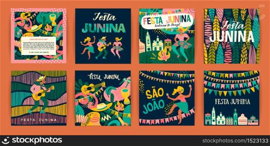 Latin American holiday, the June party of Brazil. Festa Junina. Vector templates.. Latin American holiday, the June party of Brazil. Festa Junina.