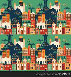 Latin American holiday, the June party of Brazil. Flat seamless pattern.. Latin American holiday, the June party of Brazil. Seamless pattern.