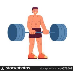 Latino american man deadlifting semi flat colorful vector character. Powerlifting competition. Weight training. Editable full body person on white. Simple cartoon spot illustration for graphic design. Latino american man deadlifting semi flat colorful vector character
