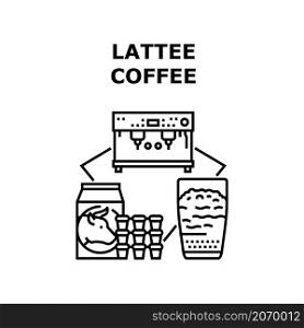 Latte coffee cup. Overhead cafe. Top view coffee mug. Latte foam. Heat energy drink vector concept black illustration. Latte coffee icon vector illustration
