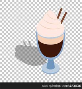 Latte coffee with cinnamon stick isometric icon 3d on a transparent background vector illustration. Latte coffee with cinnamon stick isometric icon