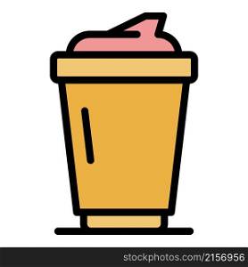 Latte cup icon. Outline latte cup vector icon color flat isolated. Latte cup icon color outline vector