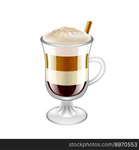 Latte layered coffee drink isolated vector image