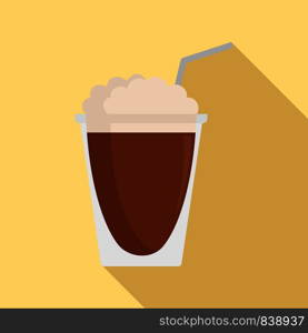 Latte plastic cup icon. Flat illustration of latte plastic cup vector icon for web design. Latte plastic cup icon, flat style