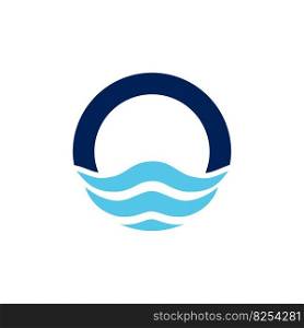 latter O with waves logo vector design illustration