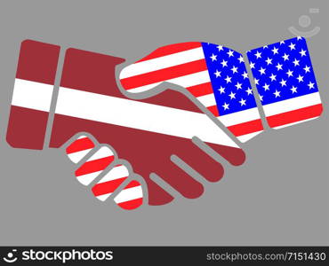 Latvia and USA flags Handshake vector illustration Eps 10. Latvia and USA flags Handshake vector