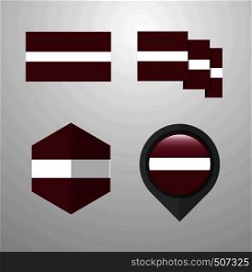 Latvia flag design set vector