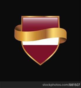 Latvia flag Golden badge design vector