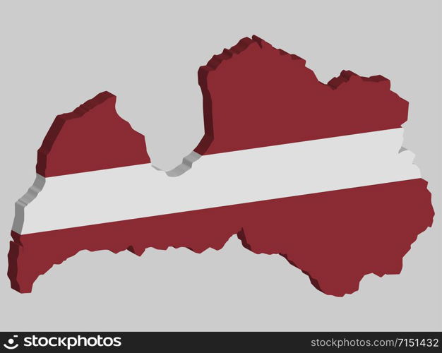 Latvia Map Flag Vector 3D illustration Eps 10.. Latvia Map Flag Vector 3D illustration Eps 10