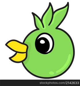 laughing bird head emoticon with cute face