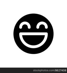 Laughing emoji black glyph ui icon. Feelings expression. Online communication. User interface design. Silhouette symbol on white space. Solid pictogram for web, mobile. Isolated vector illustration. Laughing emoji black glyph ui icon