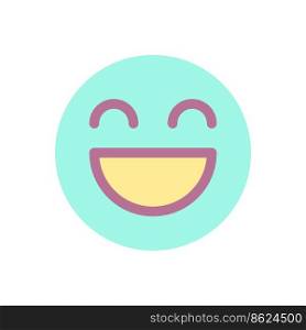 Laughing emoji flat color ui icon. Feelings expression. Joke reaction. Online communication. Simple filled element for mobile app. Colorful solid pictogram. Vector isolated RGB illustration. Laughing emoji flat color ui icon
