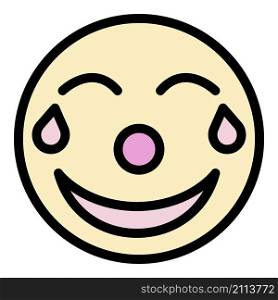 Laughing emoji icon. Outline laughing emoji vector icon color flat isolated. Laughing emoji icon color outline vector