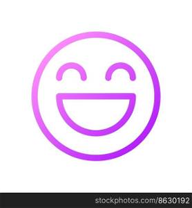 Laughing emoji pixel perfect gradient linear ui icon. Feelings expression. Online communication. Line color user interface symbol. Modern style pictogram. Vector isolated outline illustration. Laughing emoji pixel perfect gradient linear ui icon