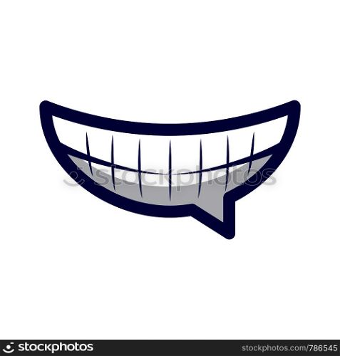 Laughing emoticon chat. Emoji with wide smile showing teeth. Happy face. Vector illustration For social networks, internet messages.
