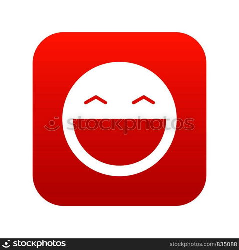 Laughing emoticon digital red for any design isolated on white vector illustration. Laughing emoticon digital red