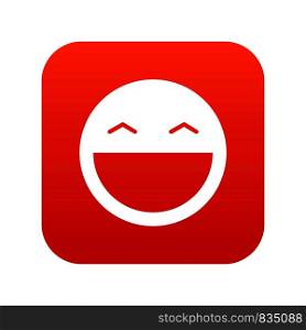 Laughing emoticon digital red for any design isolated on white vector illustration. Laughing emoticon digital red
