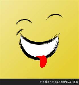 Laughing Smile, Funny Brush Vector Icon for Social Media Chat. Inspirational and Motivational Graphic Illustration with Black Brush Strokes. Mood Smile with Closed Eyes, Enjoy. Wellbeing and Carefree.. Smile with Closed Eyes, Funny Brush Graphic, Vector Smile Icon. Inspirational and Motivational Graphic Illustration